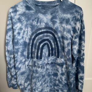 blue tie dye long sleeve  “good things are coming”